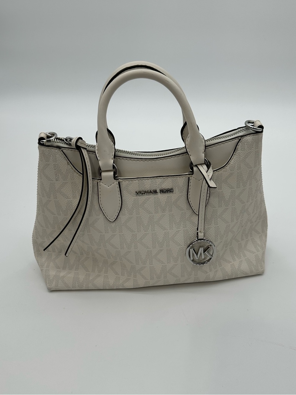 Michael Kors cream White Signature Logo Satchel